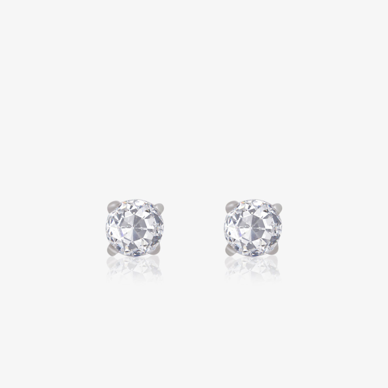 Round CZ Stud Earrings For Women – 925 Sterling Silver Rhodium Plated