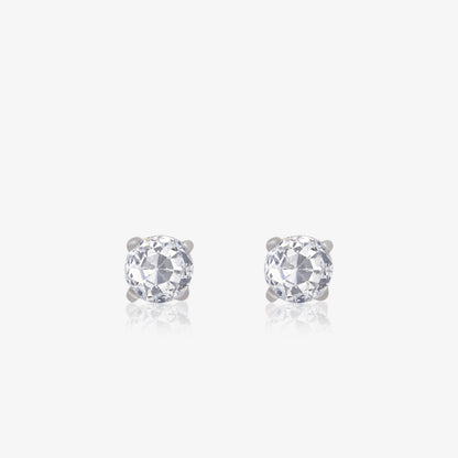 Round CZ Stud Earrings For Women – 925 Sterling Silver Rhodium Plated