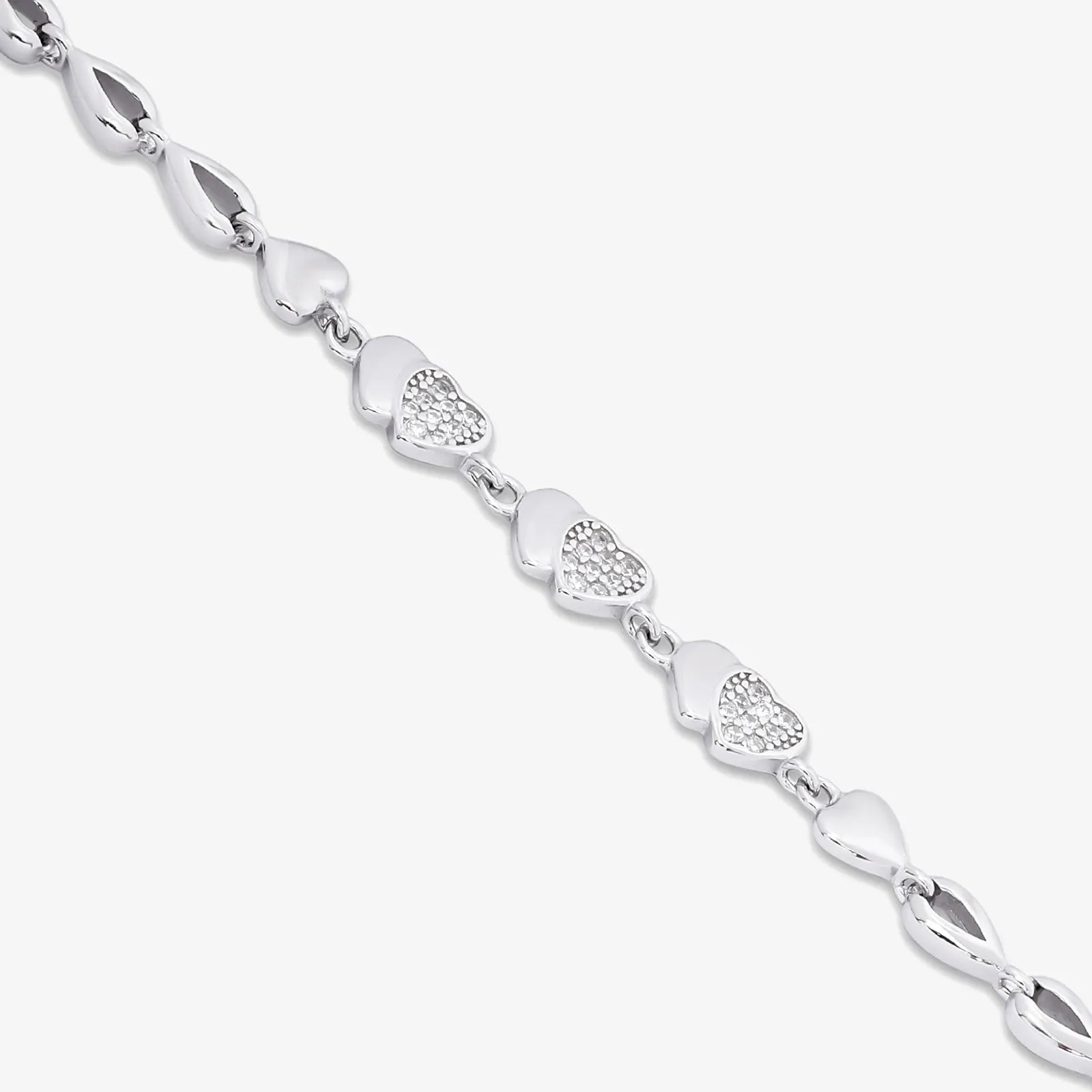 Designer Silver CZ Heart Bracelet for Women - Tweov Jewels