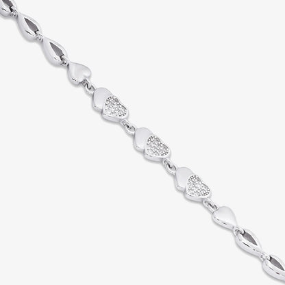 Designer Silver CZ Heart Bracelet for Women - Tweov Jewels