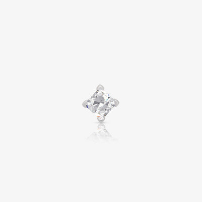 Square Solitaire Stud Earrings for Women – 925 Sterling Silver Rhodium Plated