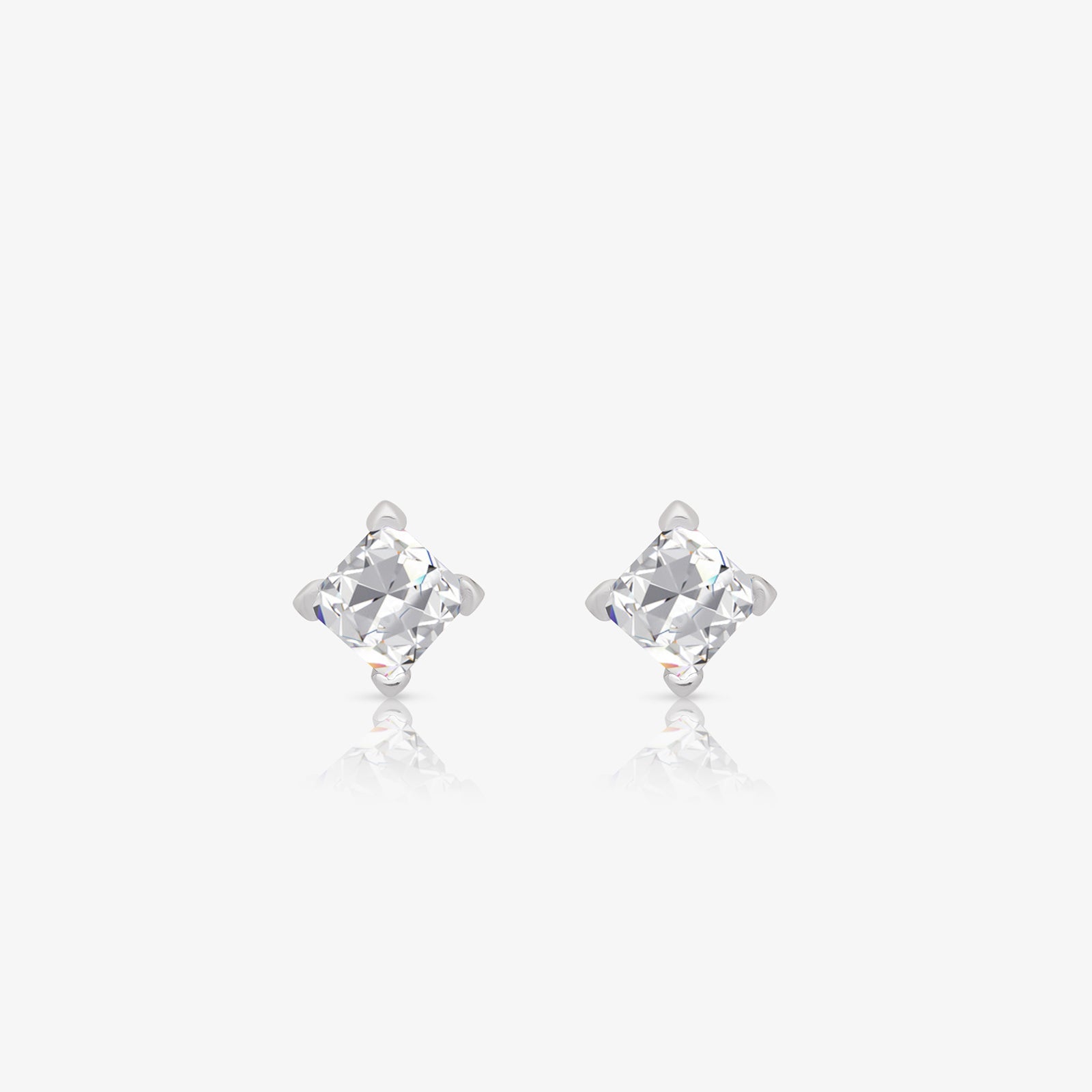 Square CZ Stud Earrings For Women – 925 Sterling Silver Rhodium Plated