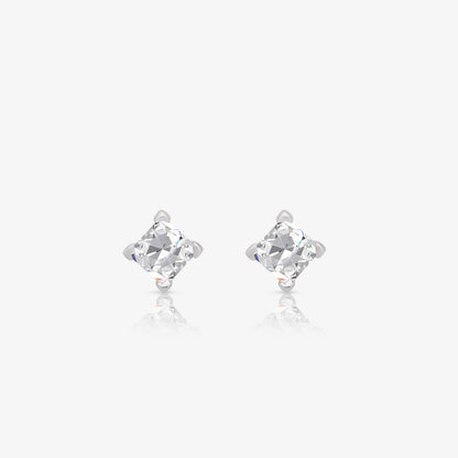Square CZ Stud Earrings For Women – 925 Sterling Silver Rhodium Plated