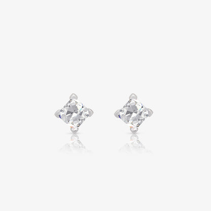 Square Solitaire Stud Earrings for Women – 925 Sterling Silver Rhodium Plated