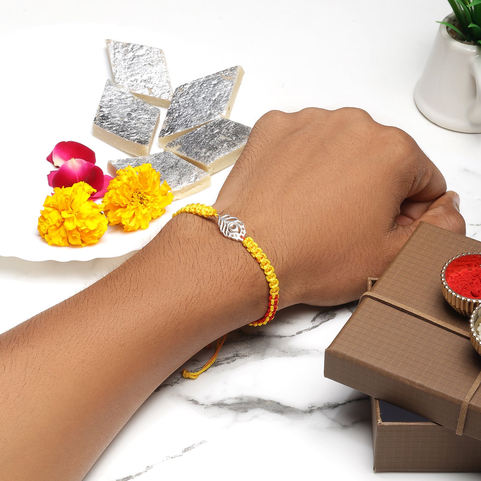 Morpankh Silver Rakhi for Brother - Tweov Jewels