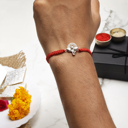 Ganesha CZ Silver Rakhi for Brother - Tweov Jewels