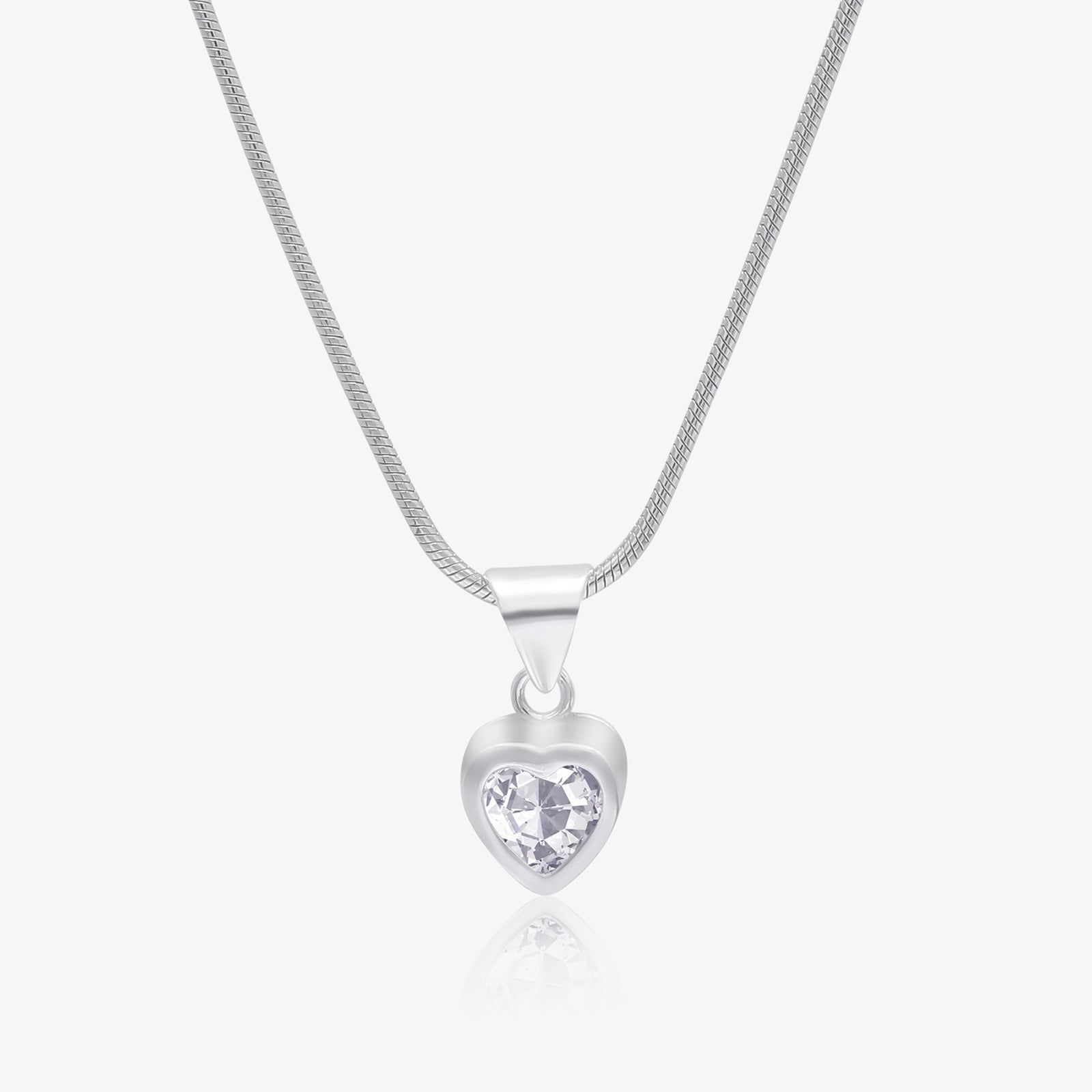 Cute Heart CZ Pendant Necklace For Women – 925 Sterling Silver Rhodium Plated