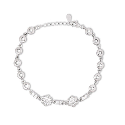 CZ Floral Silver Bracelet for Women - Tweov Jewels