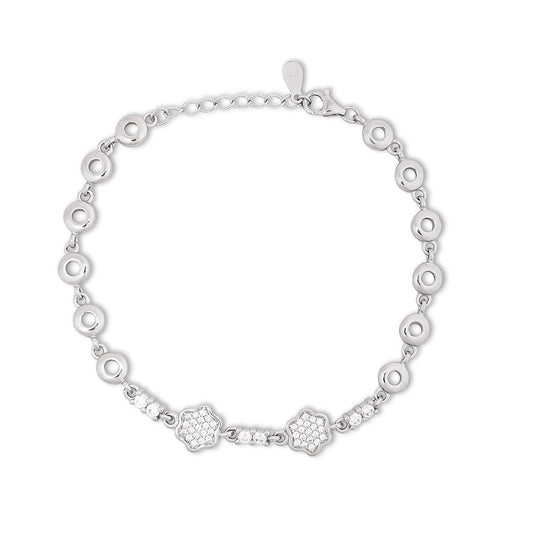CZ Floral Silver Bracelet for Women - Tweov Jewels