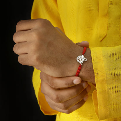 Ganesha CZ Silver Rakhi for Brother - Tweov Jewels