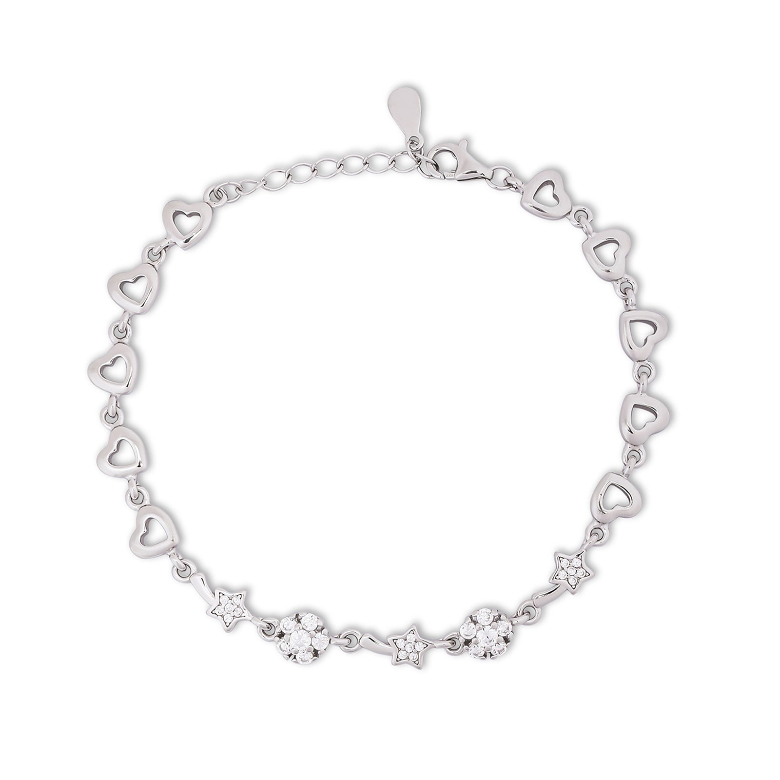 Silver CZ Floral Stars Bracelet for Women - Tweov Jewels