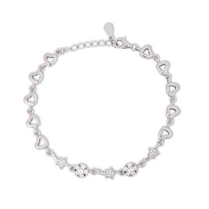 Silver CZ Floral Stars Bracelet for Women - Tweov Jewels