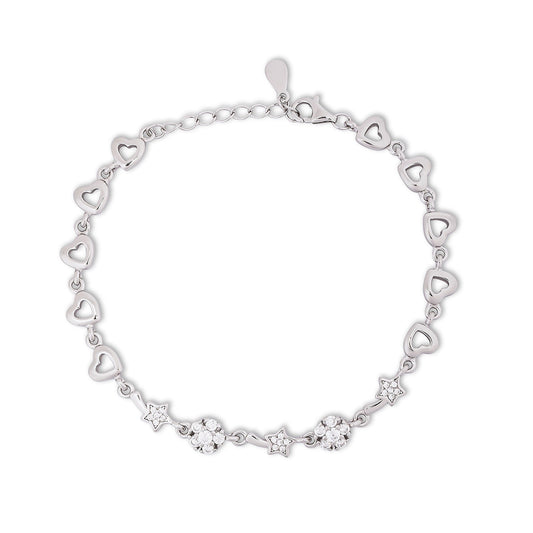 Silver CZ Floral Stars Bracelet for Women - Tweov Jewels