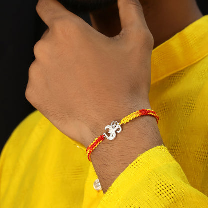 Silver Om Trishul Rakhi for Brother - Tweov Jewels