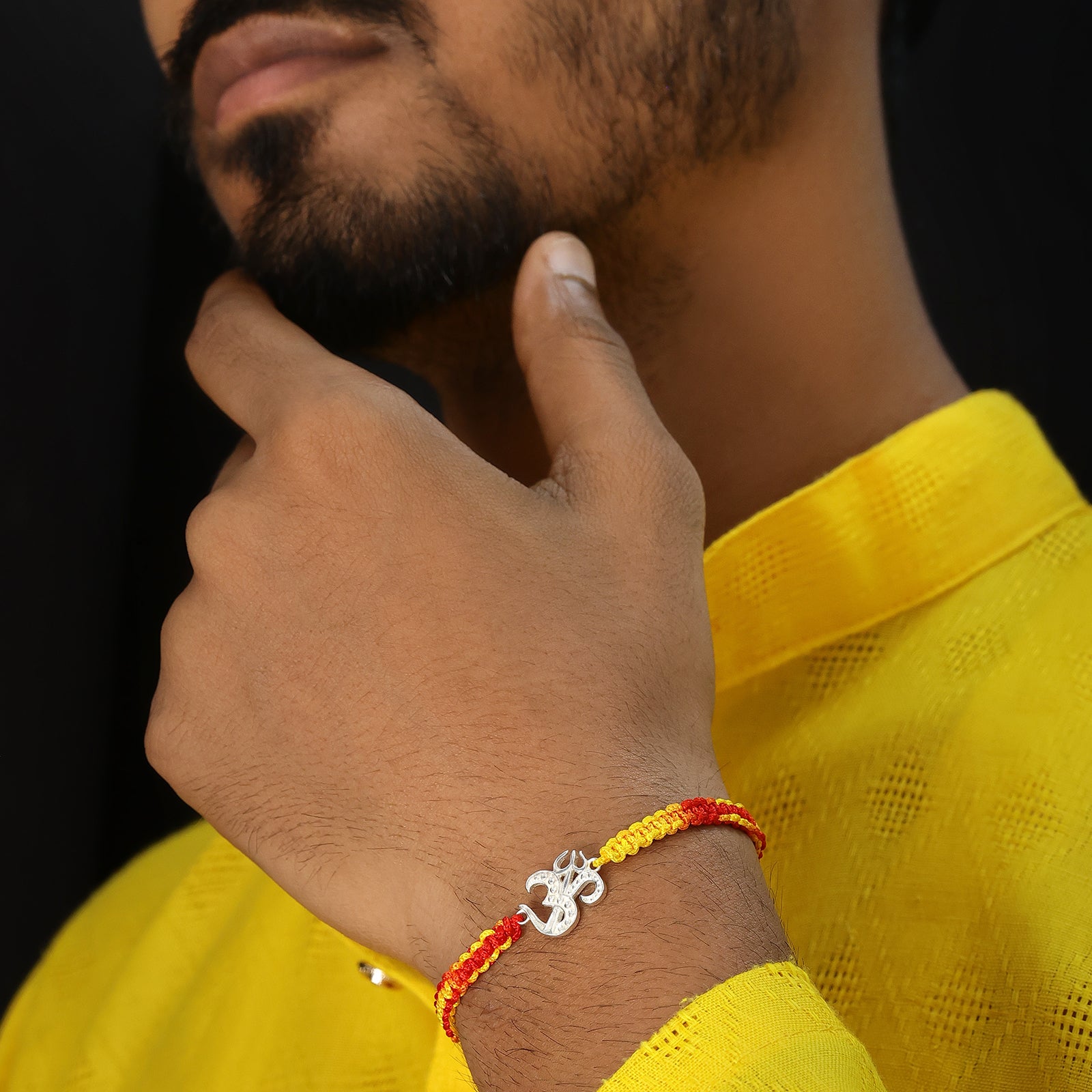 Silver Om Trishul Rakhi for Brother - Tweov Jewels