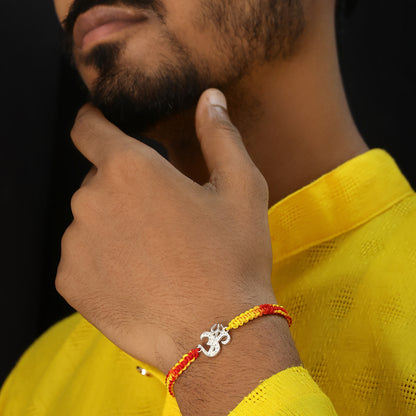 Silver Om Trishul Rakhi for Brother - Tweov Jewels