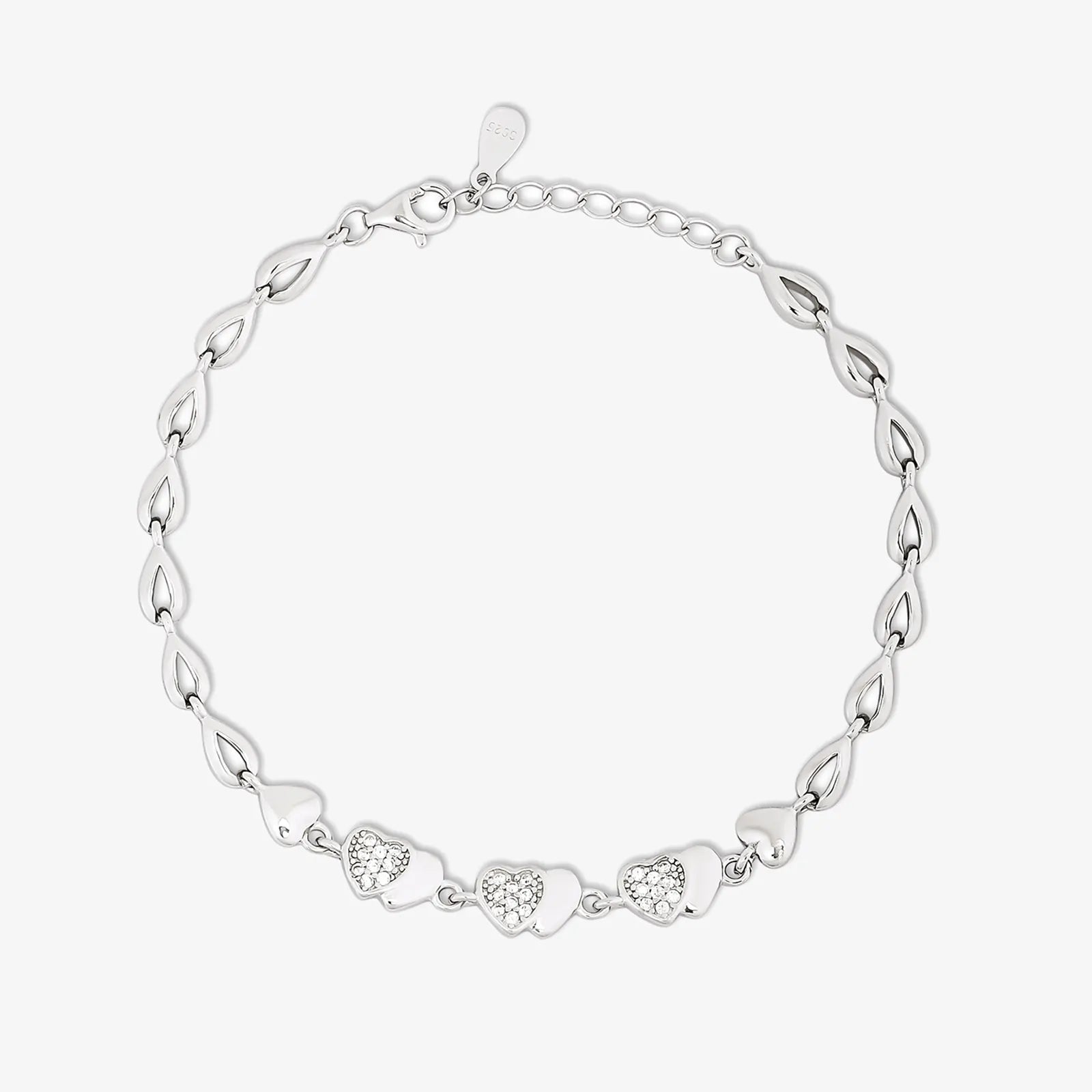 Designer Silver CZ Heart Bracelet for Women - Tweov Jewels
