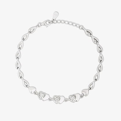 Designer Silver CZ Heart Bracelet for Women - Tweov Jewels