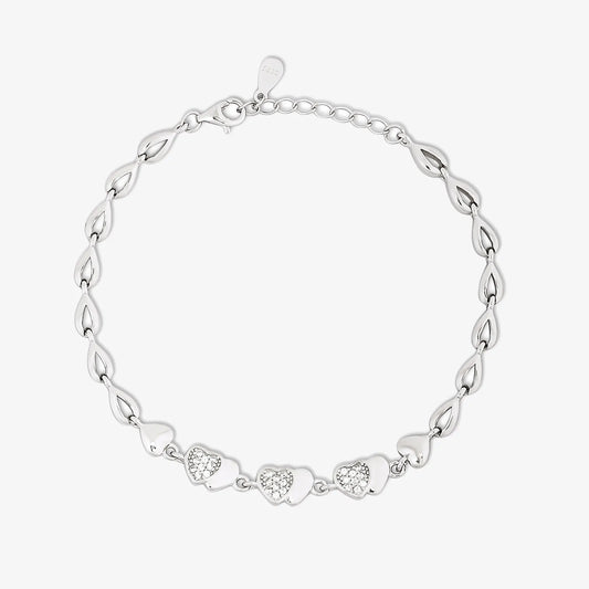 Designer Silver CZ Heart Bracelet for Women - Tweov Jewels