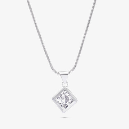 Square Pendant Necklace For Women – 925 Sterling Silver Rhodium Plated