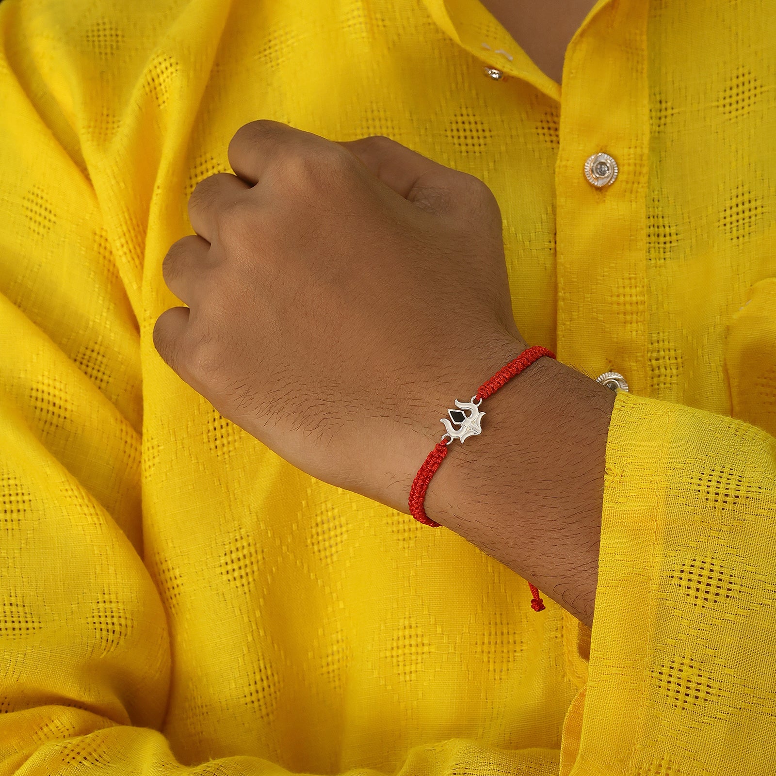 Simple Trishul Silver Rakhi for Brother - Tweov Jewels