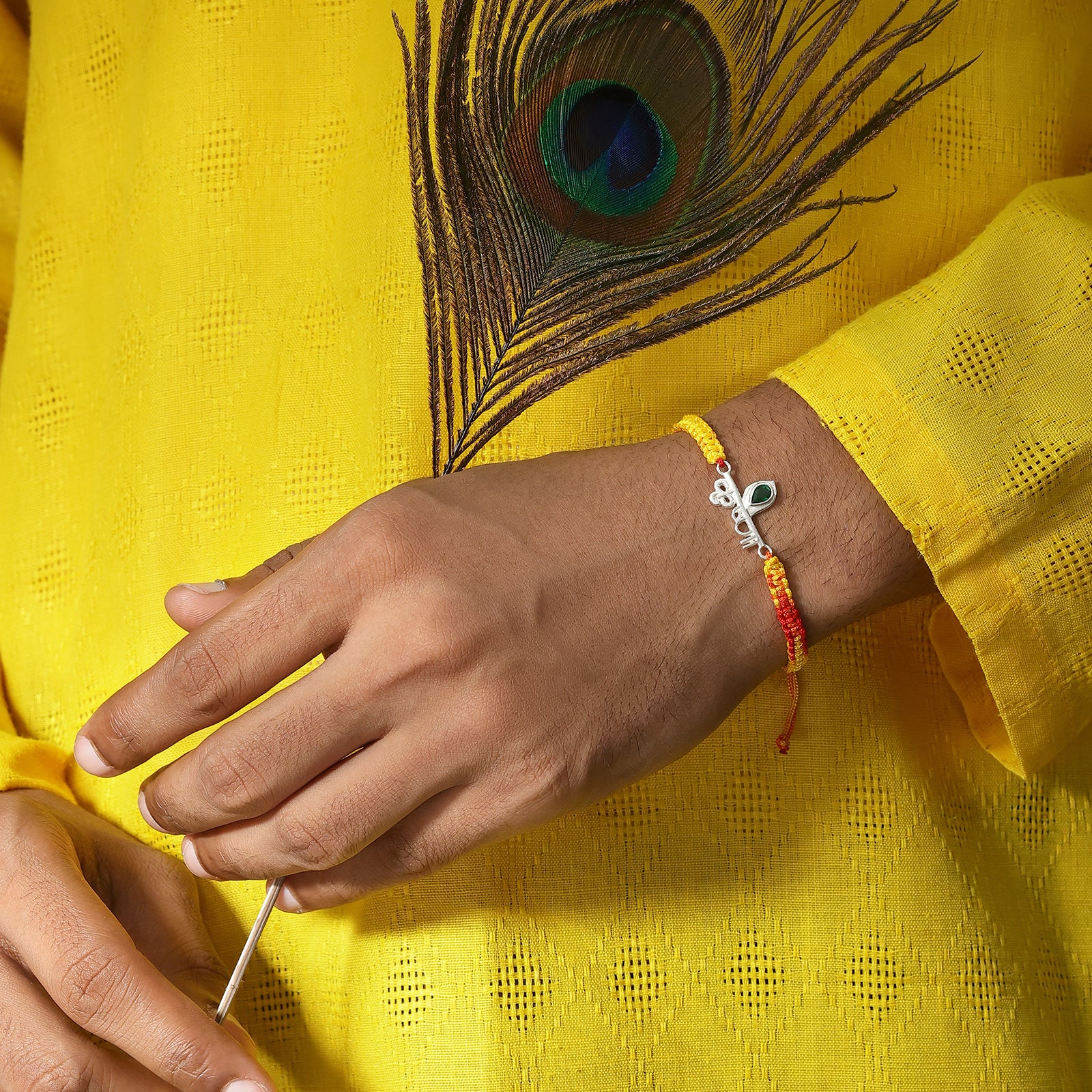 Krishna Silver Rakhi for Brother - Tweov Jewels
