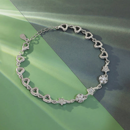 Silver CZ Floral Stars Bracelet for Women - Tweov Jewels