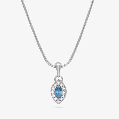 Blue Marquise Pendant Chain For Women – 925 Sterling Silver Rhodium Plated