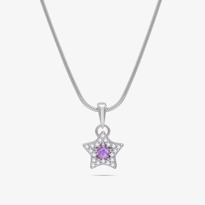 Purple Star CZ Pendant Chain For Women – 925 Sterling Silver Rhodium Plated