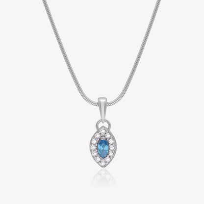 Blue Marquise Pendant Chain For Women – 925 Sterling Silver Rhodium Plated