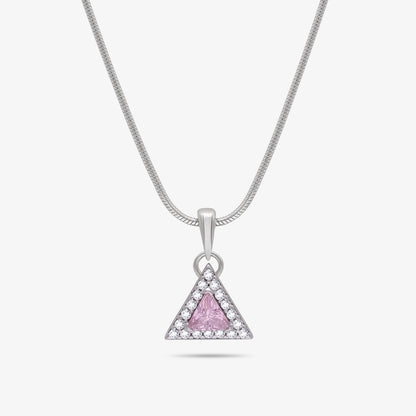 Pink Trillion Cut Pendant Chain For Women – 925 Sterling Silver Rhodium Plated