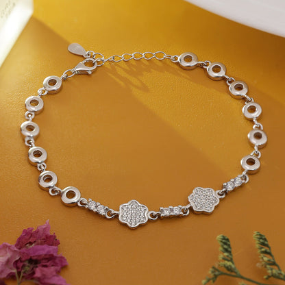 CZ Floral Silver Bracelet for Women - Tweov Jewels