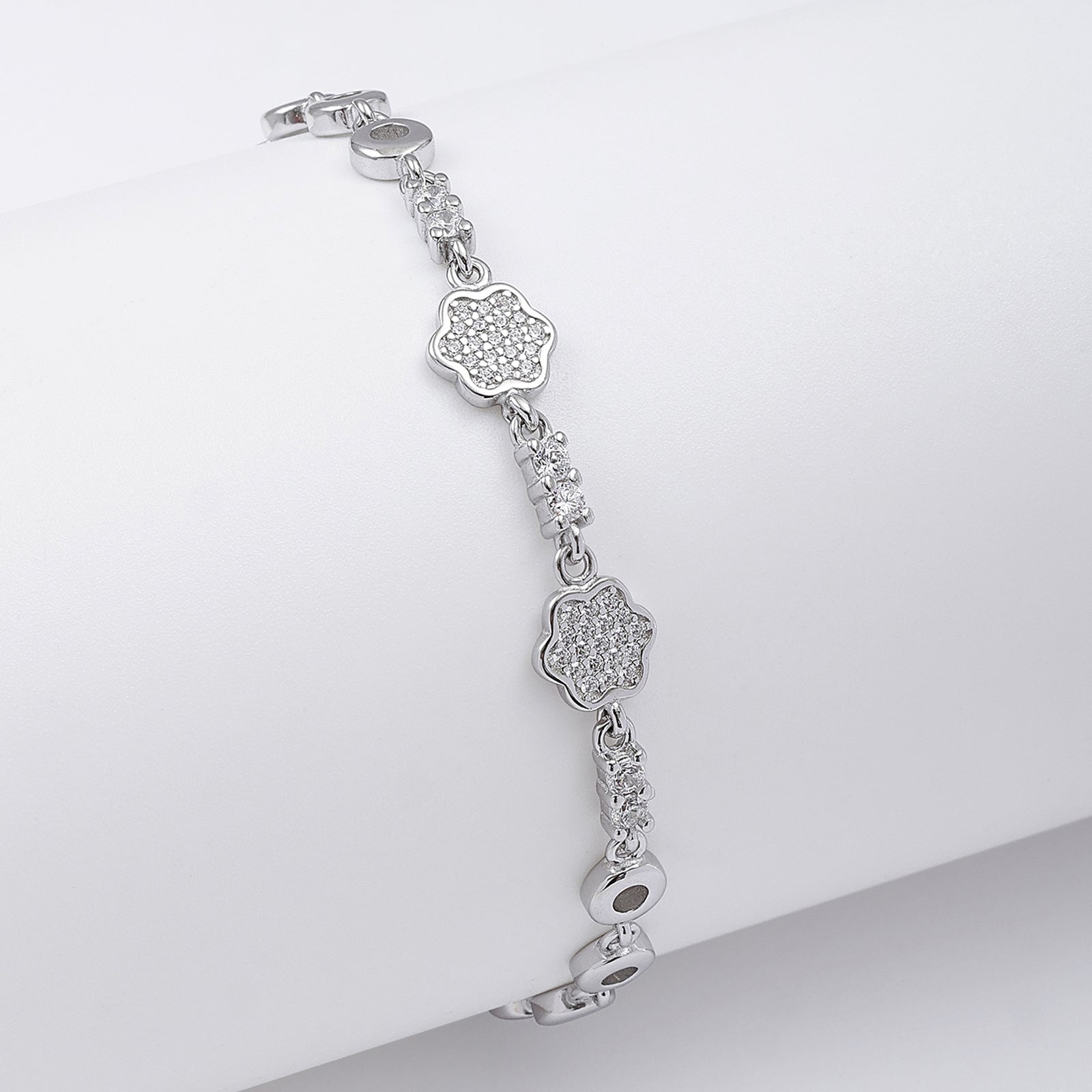 CZ Floral Silver Bracelet for Women - Tweov Jewels