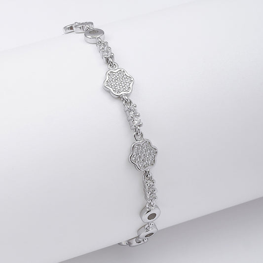CZ Floral Silver Bracelet for Women - Tweov Jewels