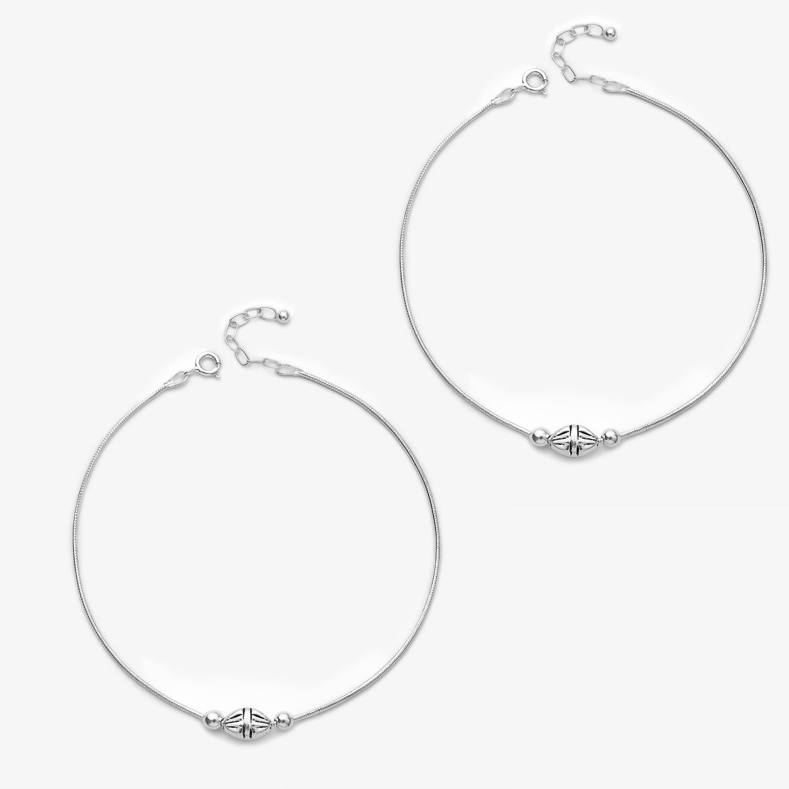 Ball Motif Design Silver Anklets