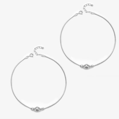 Ball Motif Design Silver Anklets