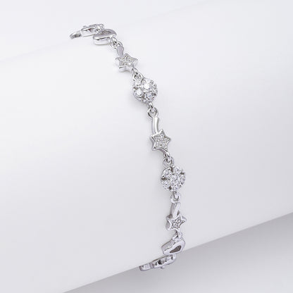 Silver CZ Floral Stars Bracelet for Women - Tweov Jewels