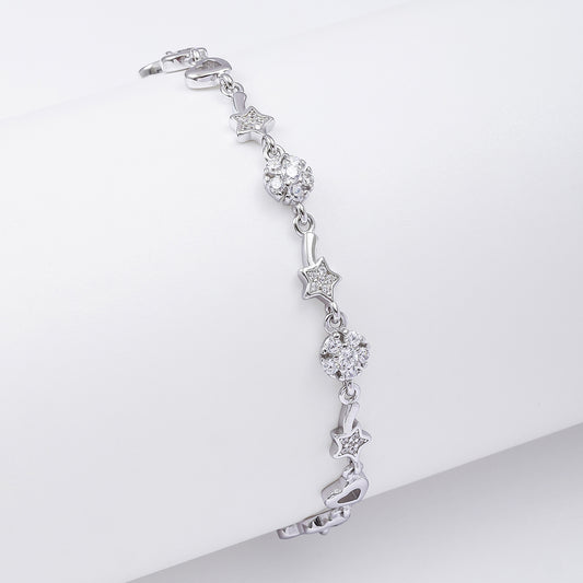 CZ Heart Floral Silver Bracelet for Women - Tweov Jewels