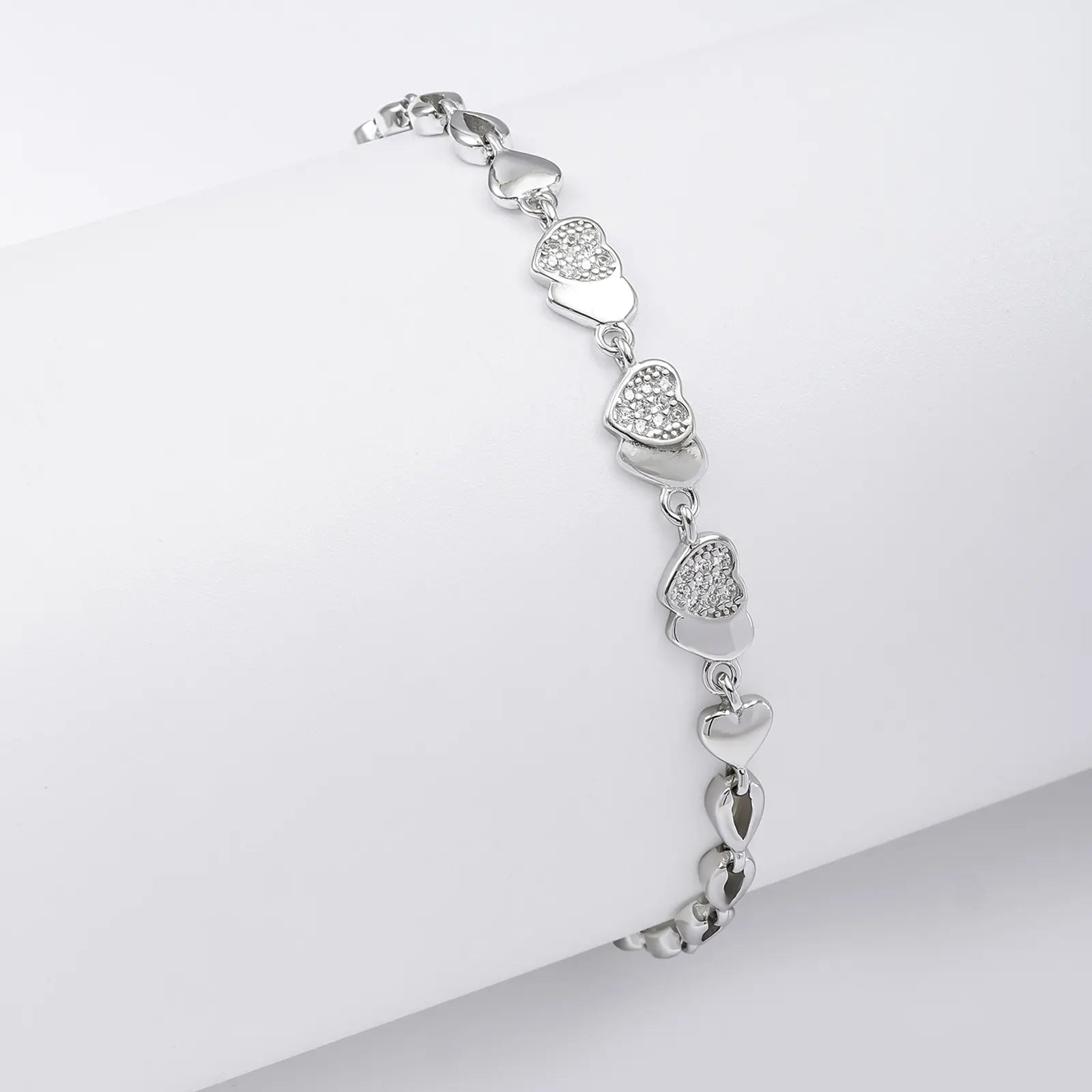 Designer Silver CZ Heart Bracelet for Women - Tweov Jewels