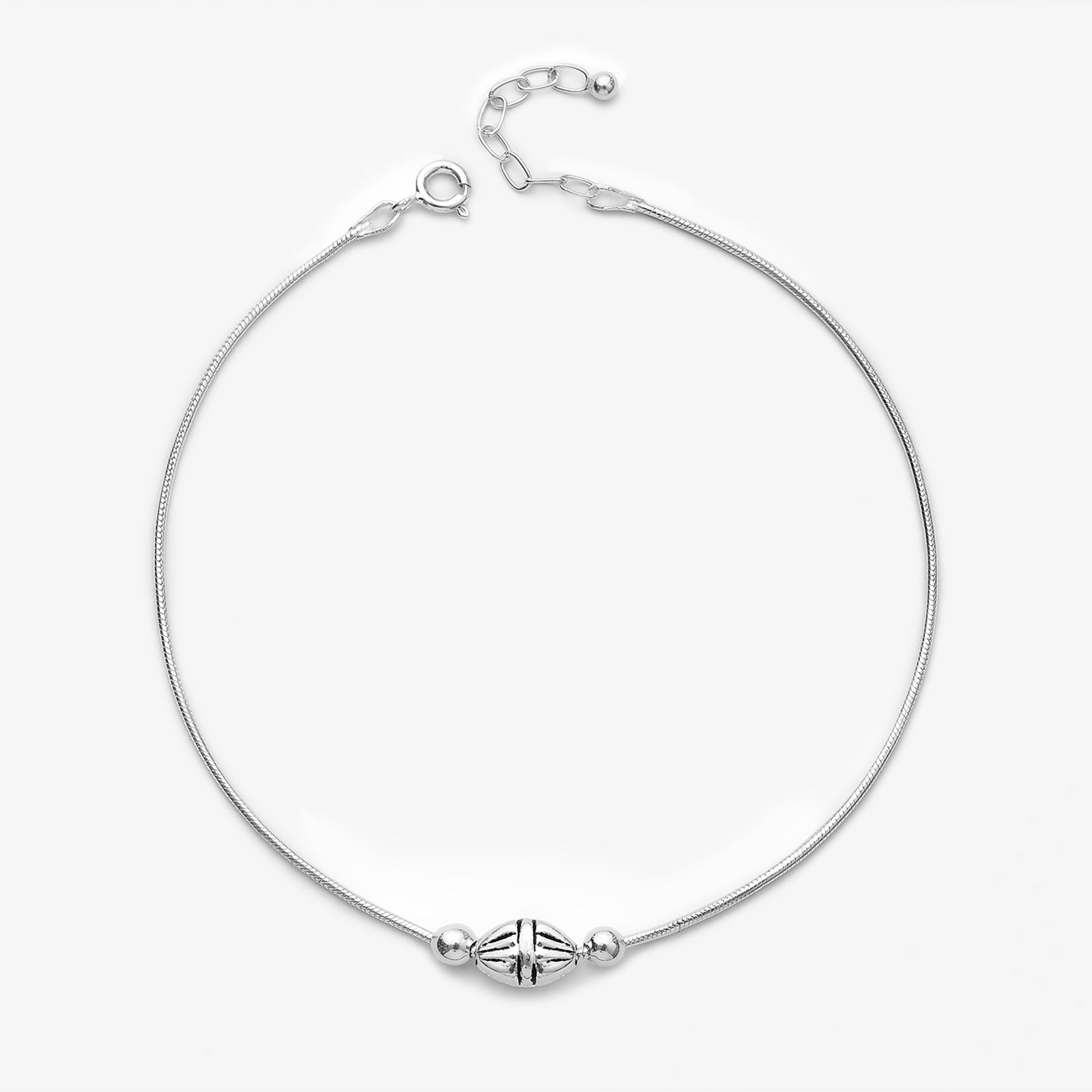 Ball Motif Design Silver Anklets