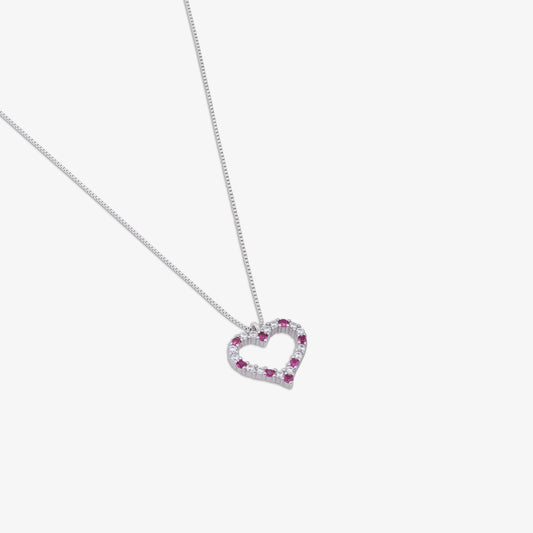Pink Heart Silver Pendant with Chain - Tweov Jewels