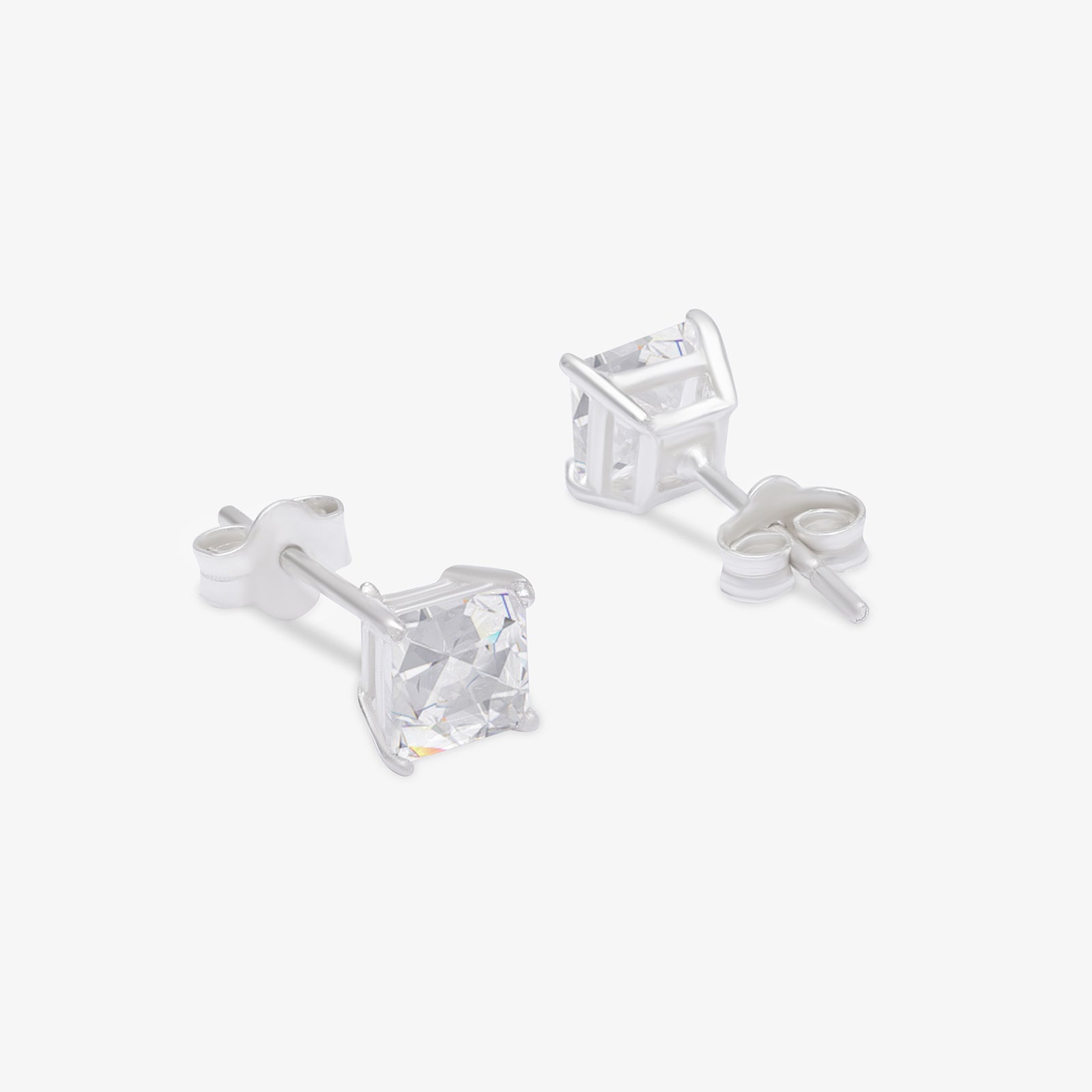Princess Cut Stud Earrings for Women – 925 Sterling Silver Rhodium Plated