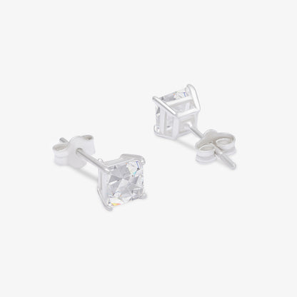 Princess Cut Stud Earrings for Women – 925 Sterling Silver Rhodium Plated