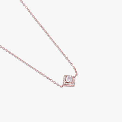 Rose Gold Plated CZ Studded Square Pendant with Chain - Tweov Jewels