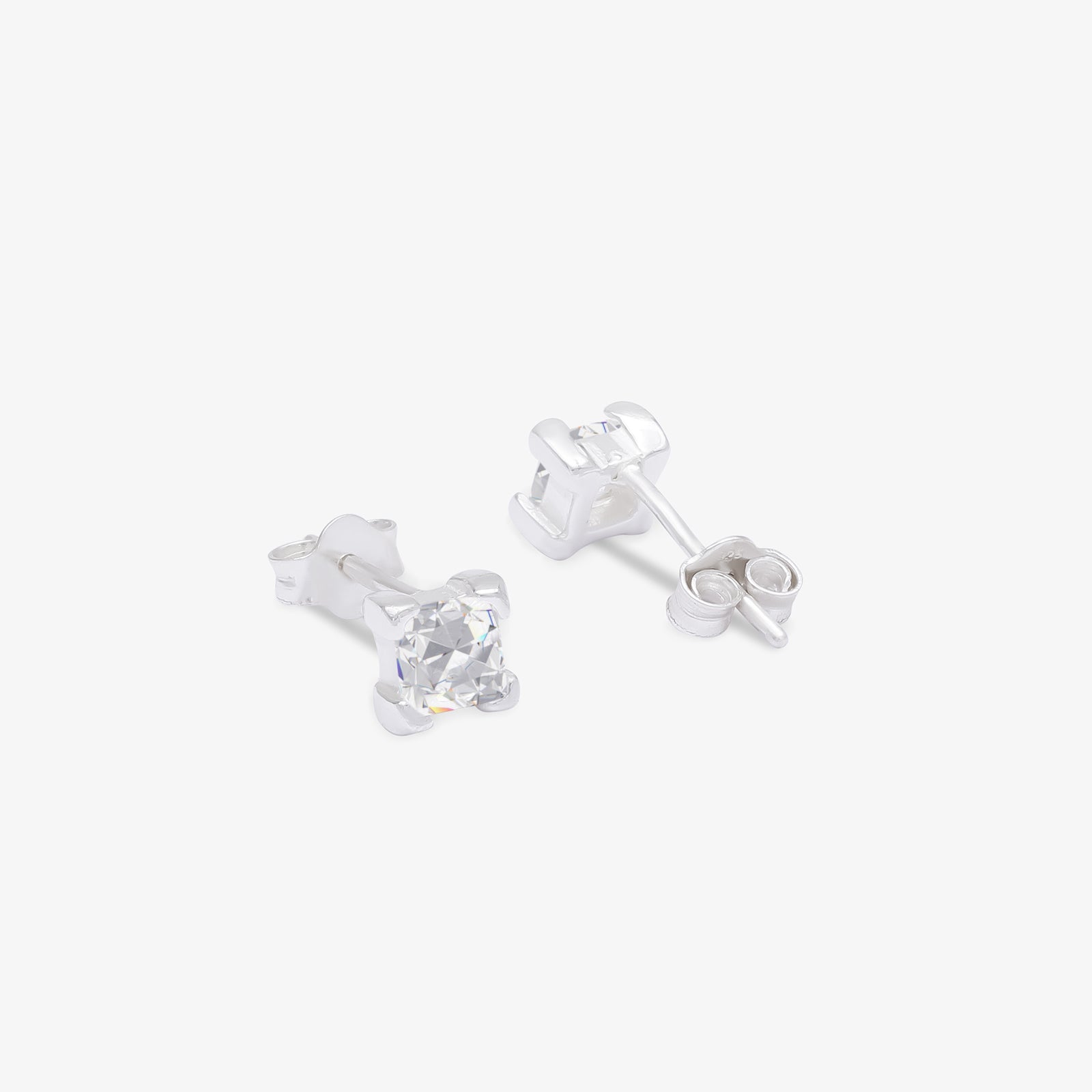 Square CZ Stud Earrings For Women – 925 Sterling Silver Rhodium Plated
