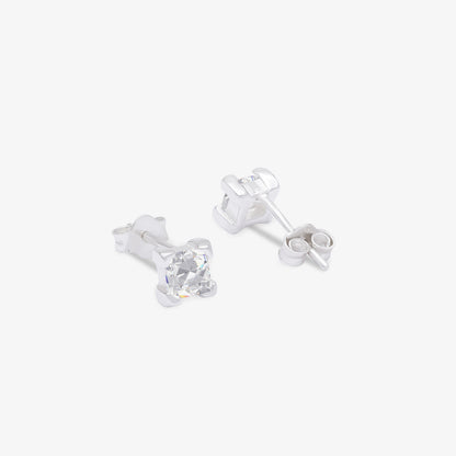 Square CZ Stud Earrings For Women – 925 Sterling Silver Rhodium Plated