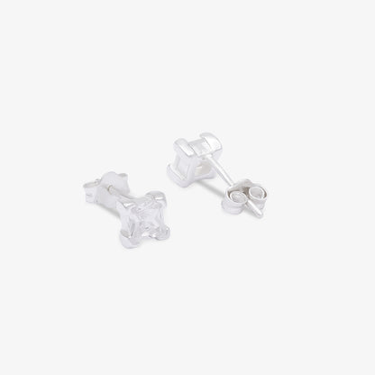 Cushion Cut Stud Earrings for Women – 925 Sterling Silver Rhodium Plated