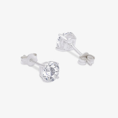 Cubic Zirconia Round Stud Earrings for Women – 925 Sterling Silver Rhodium Plated