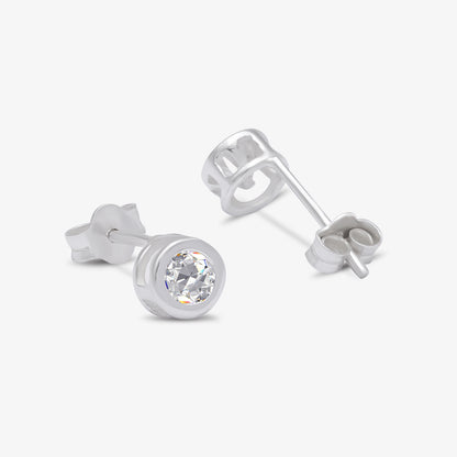 CZ Bezel Earrings For Women – 925 Sterling Silver Rhodium Plated