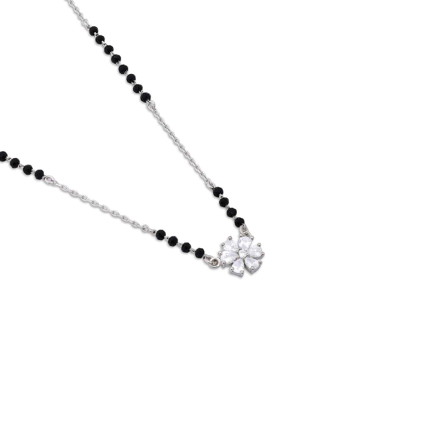 Floral Design Silver Mangalsutra - Tweov Jewels